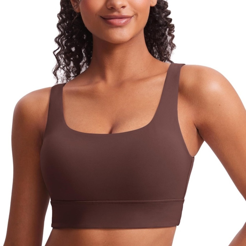CRZ Yoga Taupe Butterluxe U Back Sports Bra Longline Crop Workout Pilates Align